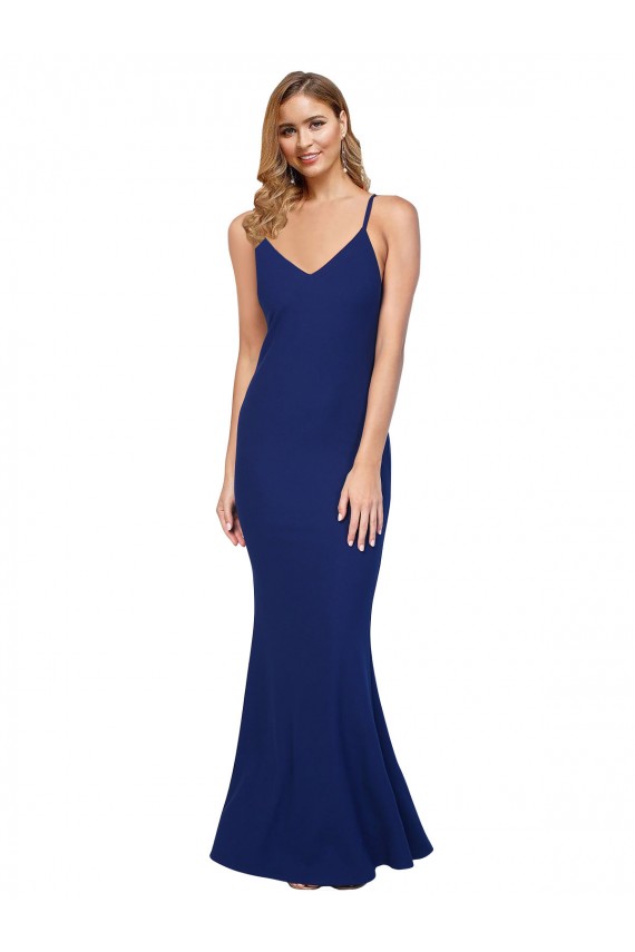 Sem Mangas Decote V Lombar Crepe Esticado Bainha Vestidos de Madrinha / Vestidos de Noite / Vestidos de Festa