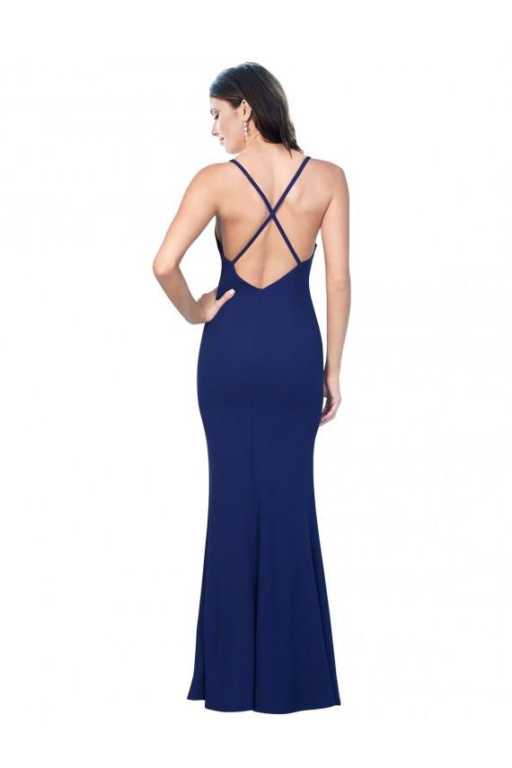 Sem Mangas Decote V Lombar Crepe Esticado Bainha Vestidos de Madrinha / Vestidos de Noite / Vestidos de Festa