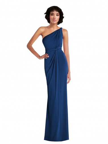 Sem Mangas Um Ombro Spandex Bainha Vestidos de Madrinha / Vestidos de Festa