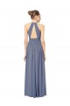 Sem Mangas Cabeçada Buraco da fechadura Chiffon Linha A Azul Real Longo Vestidos de Madrinha