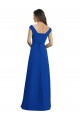 Sem Mangas Decote V Chiffon Linha A Azul Real Longo Vestidos de Madrinha