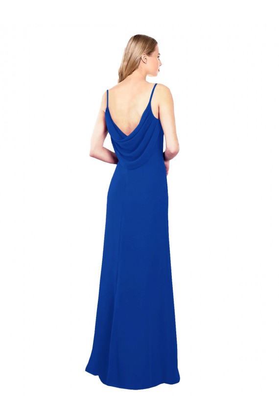 Sem Mangas Amor Lombar Chiffon Linha A Azul Real Longo Vestidos de Madrinha