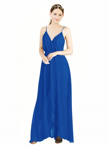Sem Mangas Alças finas Abrir de volta Chiffon Linha A Vestidos de Madrinha