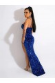 Sem Mangas Alças finas Lantejoulas Veludo Bainha Vestido de Festa / Vestido de Noiva