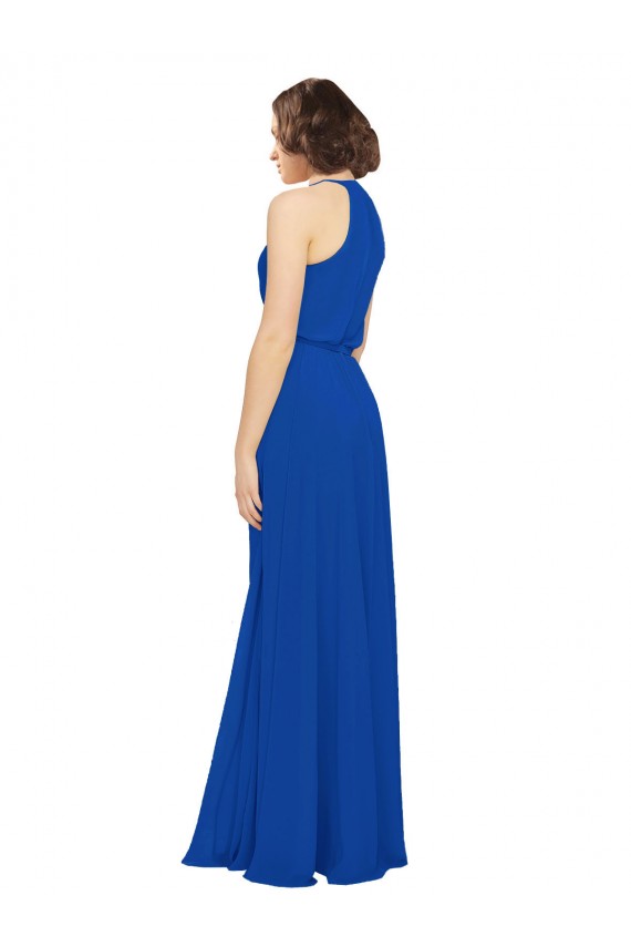 Sem Mangas Decote Joia Chiffon Linha A Vestidos de Madrinha
