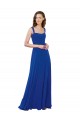 Sem Mangas Decote Quadrado Chiffon Linha A Azul Real Vestidos de Madrinha