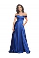 Sem Mangas Fora do Ombro Cetim Elástico Linha A Longo Vestidos de Madrinha / Vestidos de Noite / Vestidos de Festa