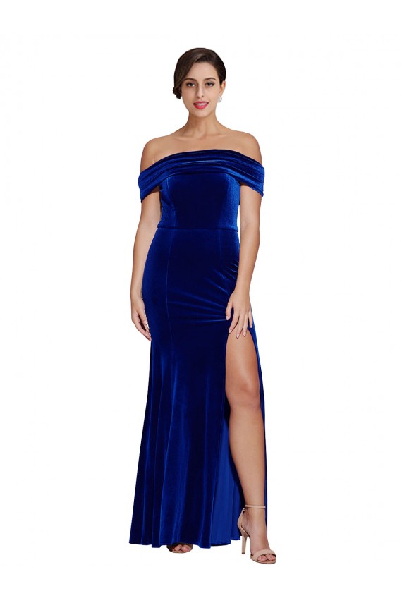 Sem Mangas Fora do Ombro Veludo Elástico Sereia Vestidos de Madrinha / Vestidos de Noite / Vestidos de Festa