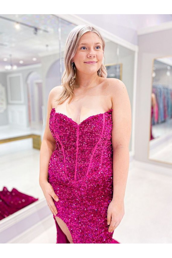 Sem Mangas Amor Lantejoulas Veludo Bainha Longo Vestidos de Festa
