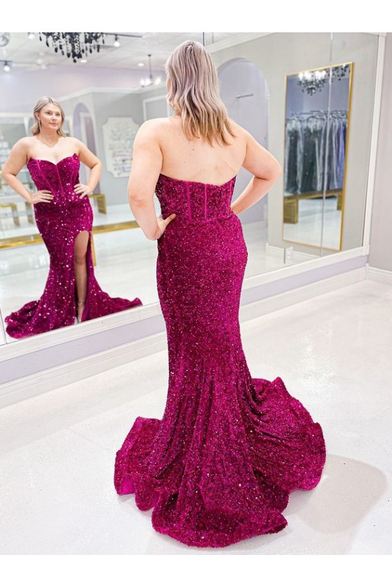 Sem Mangas Amor Lantejoulas Veludo Bainha Longo Vestidos de Festa