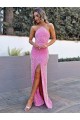 Sem Mangas Cabeçada Lantejoulas Veludo Bainha Longo Vestidos de Festa