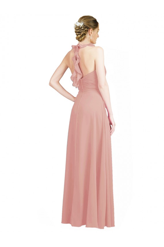 Sem Mangas Amor Abrir de volta Chiffon Linha A Bliss Vestidos de Madrinha