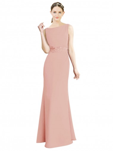 Sem Mangas Decote Barco Chiffon Sereia Vestidos de Madrinha