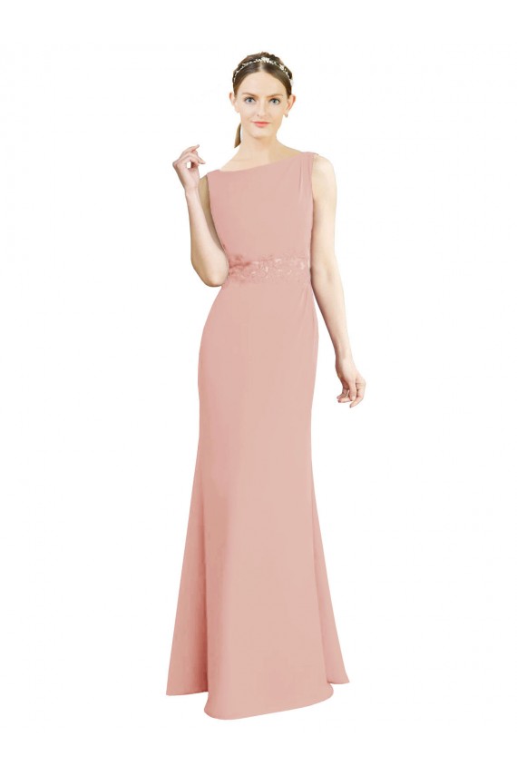 Sem Mangas Decote Barco Chiffon Sereia Vestidos de Madrinha