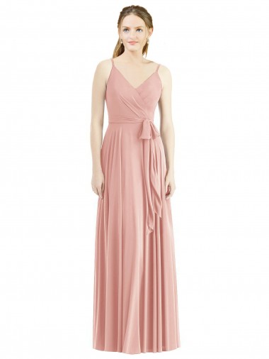 Sem Mangas Alças finas Chiffon Linha A Bliss Longo Vestidos de Madrinha