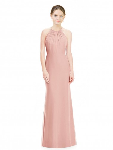 Sem Mangas Cabeçada Chiffon Sereia Longo Vestidos de Madrinha