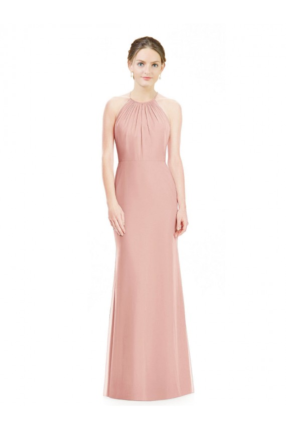 Sem Mangas Cabeçada Chiffon Sereia Longo Vestidos de Madrinha