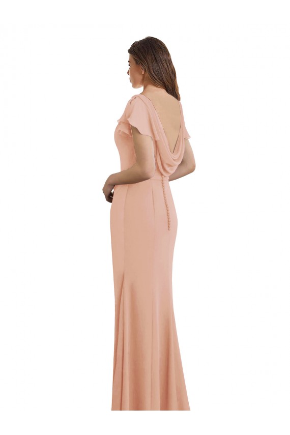 Sem Mangas Decote Barco Lombar Chiffon Sereia Vestidos de Madrinha / Vestidos de Festa