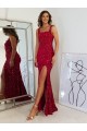 Sem Mangas Decote Quadrado Lantejoulas Veludo Bainha Vestidos de Festa