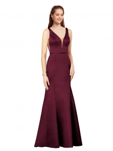 Sem Mangas Decote V Costas em V Cetim Bainha Vestidos de Madrinha / Vestidos de Noite / Vestidos de Festa