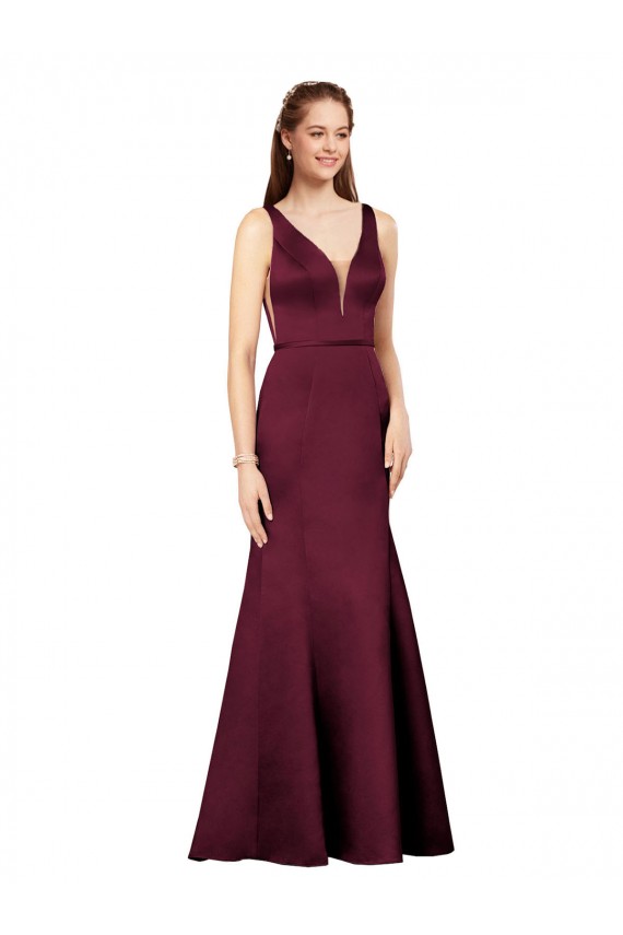 Sem Mangas Decote V Costas em V Cetim Bainha Vestidos de Madrinha / Vestidos de Noite / Vestidos de Festa