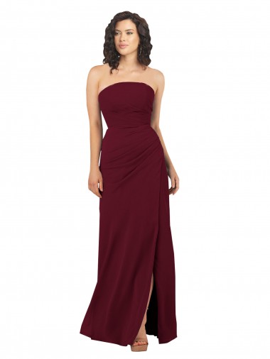 Sem Mangas Sem alças Chiffon Bainha Vestidos de Madrinha