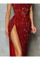 Sem Mangas Sem alças Lantejoulas Veludo Bainha Longo Vestidos de Festa