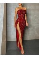 Sem Mangas Sem alças Lantejoulas Veludo Bainha Longo Vestidos de Festa