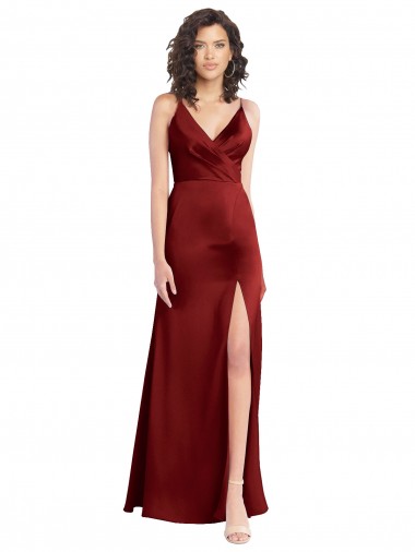 Sem Mangas Decote V Costas em V Cetim Elástico Linha A Vestido de Madrinha / Vestido de Baile