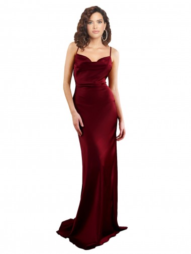 Sem Mangas Decote Capuz Abrir de volta Cetim Sedoso Bainha Vestido de Madrinha / Vestido de Noite / Vestido de Festa