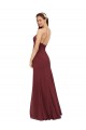 Sem Mangas Cabeçada Abrir de volta Chiffon Bainha Vestidos de Madrinha
