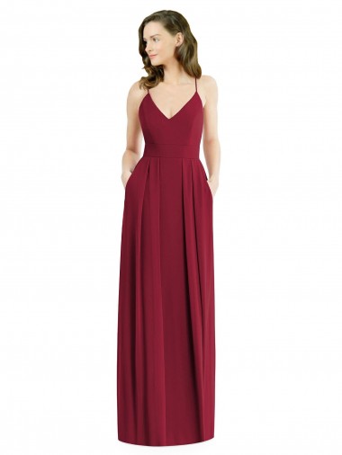 Sem Mangas Alças finas Abrir de volta Chiffon Linha A Vestidos de Festa / Vestidos de Madrinha