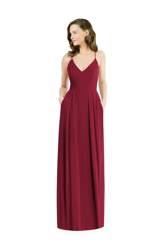 Sem Mangas Alças finas Abrir de volta Chiffon Linha A Vestidos de Festa / Vestidos de Madrinha