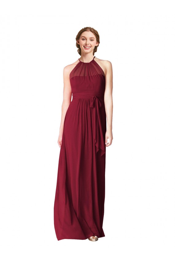 Sem Mangas Cabeçada Chiffon Linha A Vestido Formais / Vestido de Madrinha