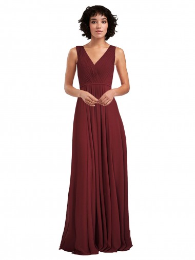Sem Mangas Decote V Costas em V Chiffon Linha A Longo Vestidos de Festa