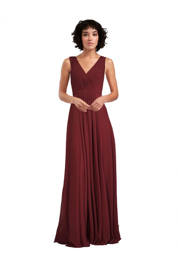Sem Mangas Decote V Costas em V Chiffon Linha A Longo Vestidos de Festa