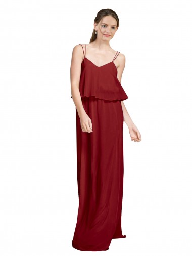 Sem Mangas Alças finas Abrir de volta Chiffon Linha A Vestido de Festa / Vestido de Madrinha