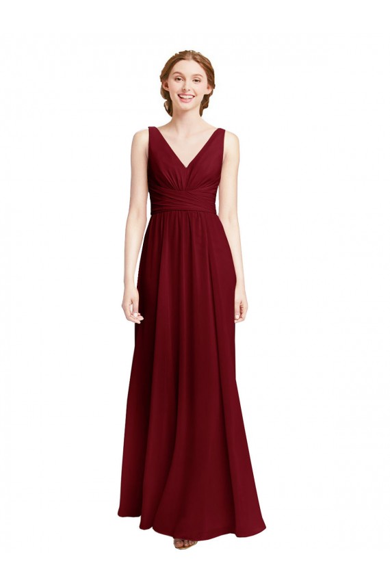 Sem Mangas Decote V Chiffon Linha A Vestidos de Madrinha / Vestidos Formais