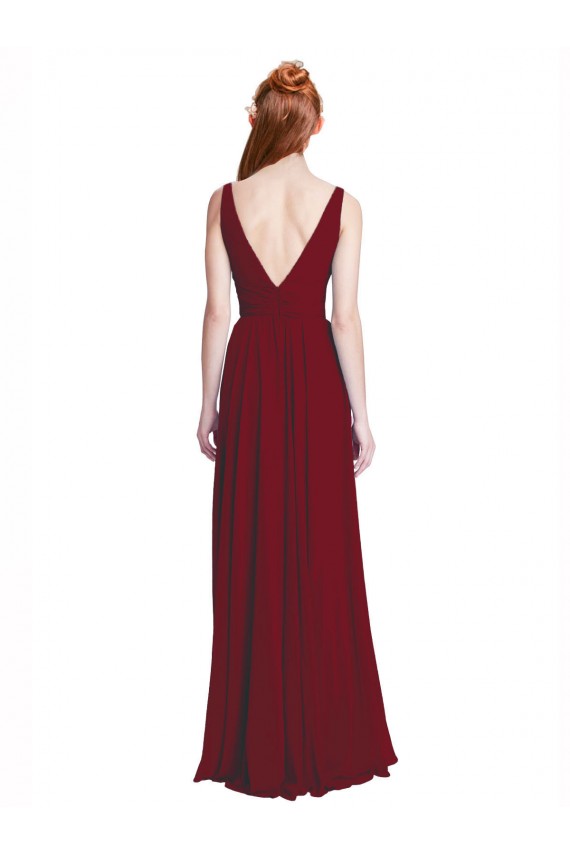 Sem Mangas Decote V Chiffon Linha A Vestidos de Madrinha / Vestidos Formais