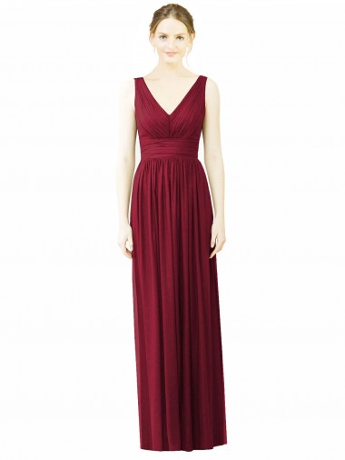 Sem Mangas Decote V Costas em V Chiffon Linha A Vestido de Festa / Vestido de Madrinha