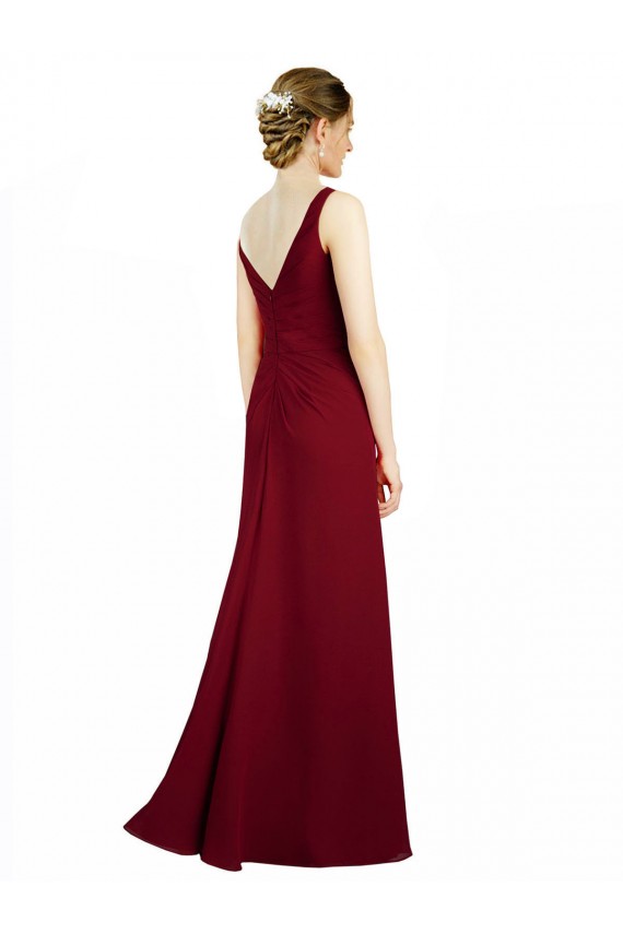 Sem Mangas Decote V Chiffon Linha A Vestido de Festa / Vestido de Madrinha