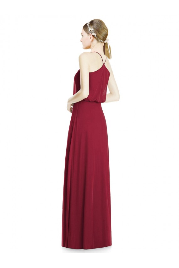 Sem Mangas Decote V Chiffon Linha A Borgonha Longo Vestidos de Madrinha