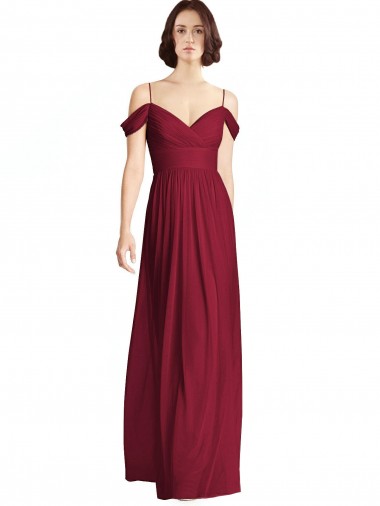 Sem Mangas Fora do Ombro Chiffon Linha A Vestidos de Festa / Vestidos de Madrinha