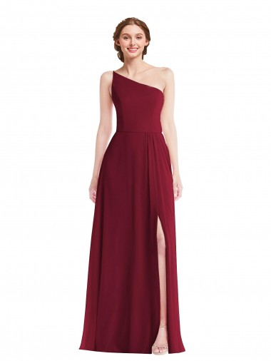 Sem Mangas Um Ombro Chiffon Linha A Vestido de Madrinha / Vestido Formais