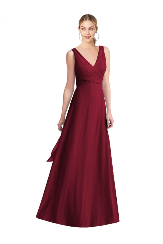 Sem Mangas Decote V Costas em V Chiffon Linha A Vestidos de Festa / Vestidos de Madrinha