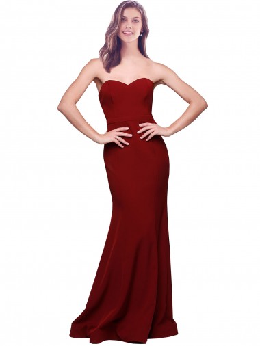 Sem Mangas Amor Lombar Crepe Esticado Bainha Vestidos de Madrinha / Vestidos de Noite / Vestidos de Festa