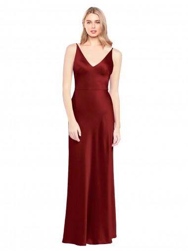 Sem Mangas Alças finas Costas em V Cetim Elástico Linha A Vestidos de Madrinha / Vestidos de Noite / Vestidos de Festa