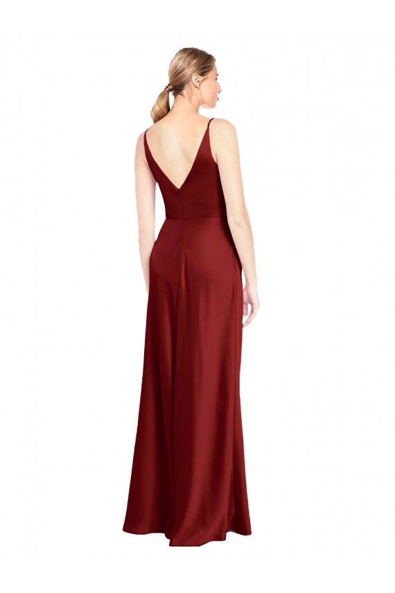 Sem Mangas Alças finas Costas em V Cetim Elástico Linha A Vestidos de Madrinha / Vestidos de Noite / Vestidos de Festa