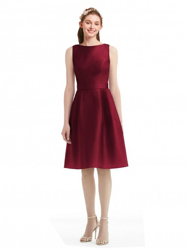 Sem Mangas Barco Cetim Linha A Vestidos de Madrinha / Vestidos de Cocktail / Vestidos de Homecoming