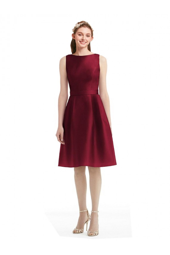 Sem Mangas Barco Cetim Linha A Vestidos de Madrinha / Vestidos de Cocktail / Vestidos de Homecoming